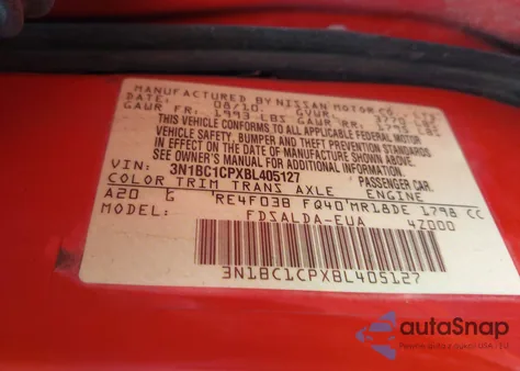 2011 Nissan Versa 1.8S from USA, damaged, VIN 3N1BC1CPXBL405127